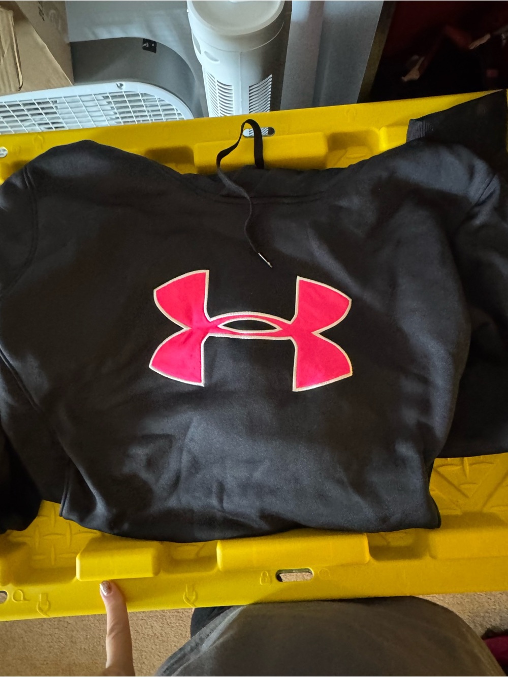 Under Armour women’s ' Black Hoodie with Pink Logo